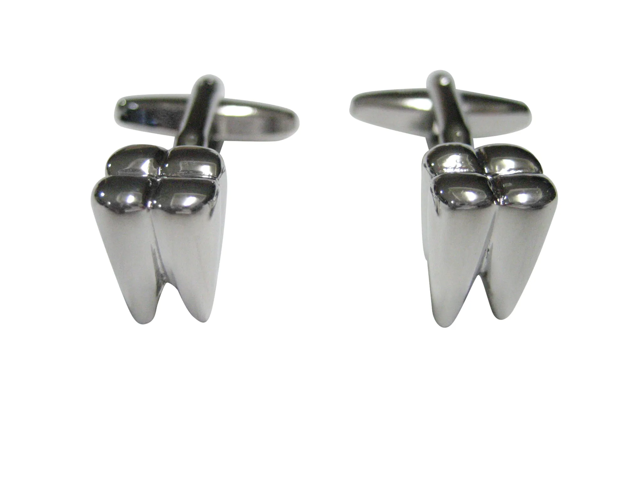 Silver Toned Shiny Dental Tooth Teeth Cufflinks