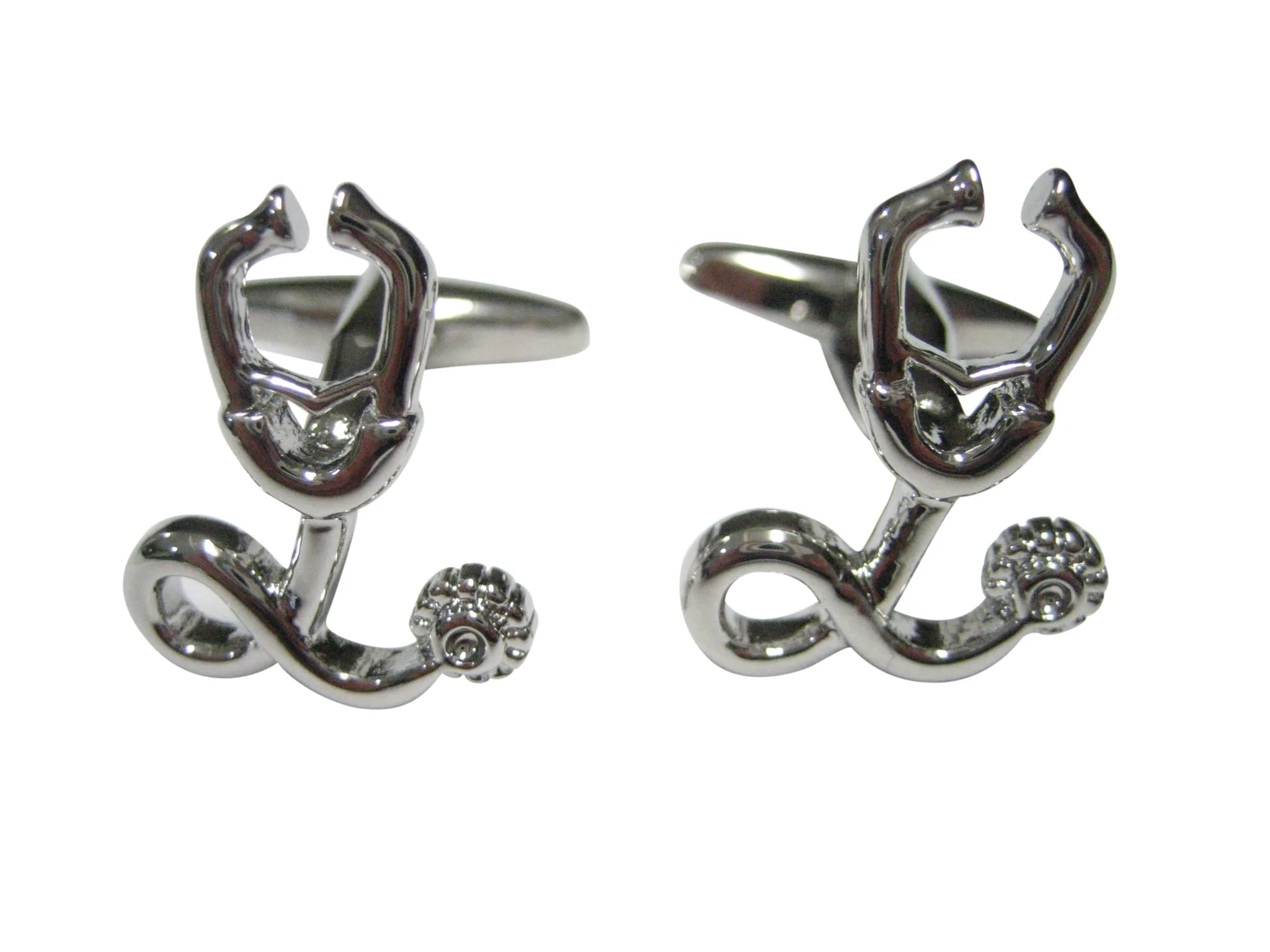 Silver Toned Toned Medical Stethoscope Cufflinks