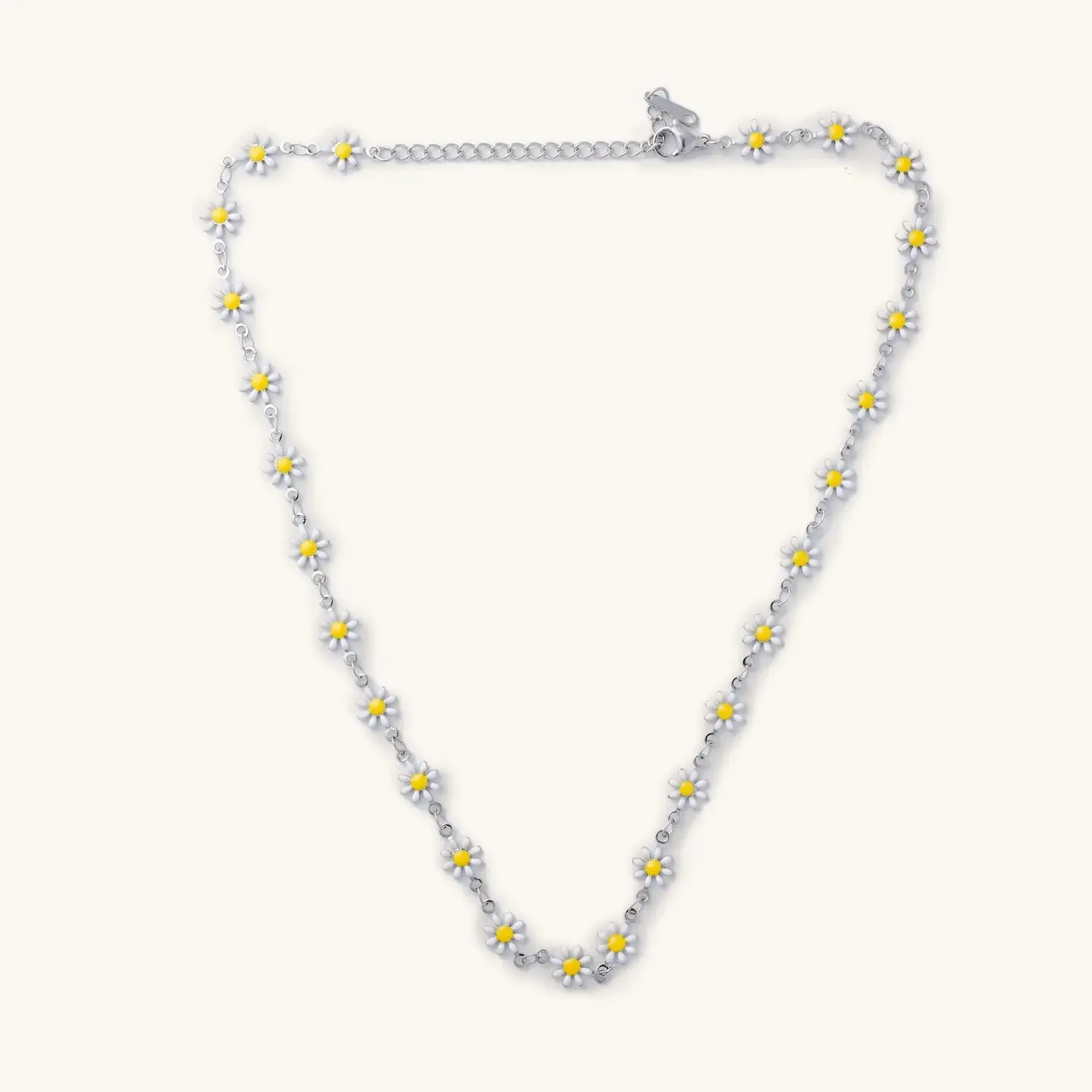 Silver White Daisy Choker