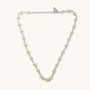 Silver White Daisy Choker