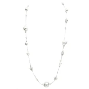SILVER-WHITE NECKLACE  #SC25125_SIL-WHT