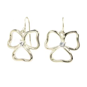 Silvertone Open Heart Drop Earrings