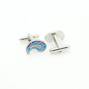 Silvertone Paisley Design Cuff Links With Jewelry Box