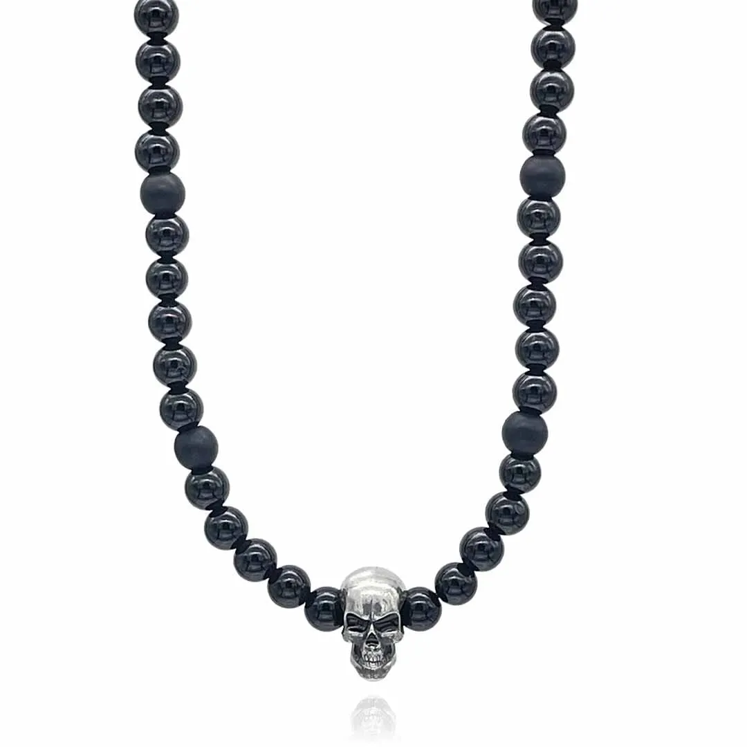 Skull and Onyx Beaded Necklace