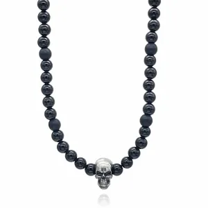 Skull and Onyx Beaded Necklace
