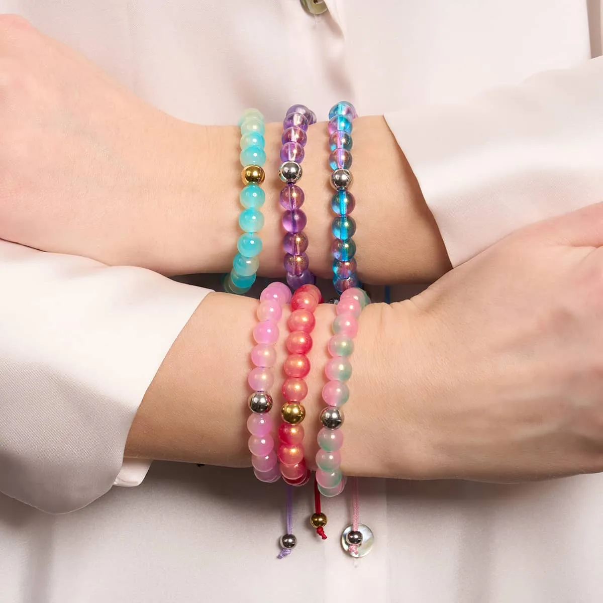 Sliced Melon | Shimmer Glass | Macrame Bracelet