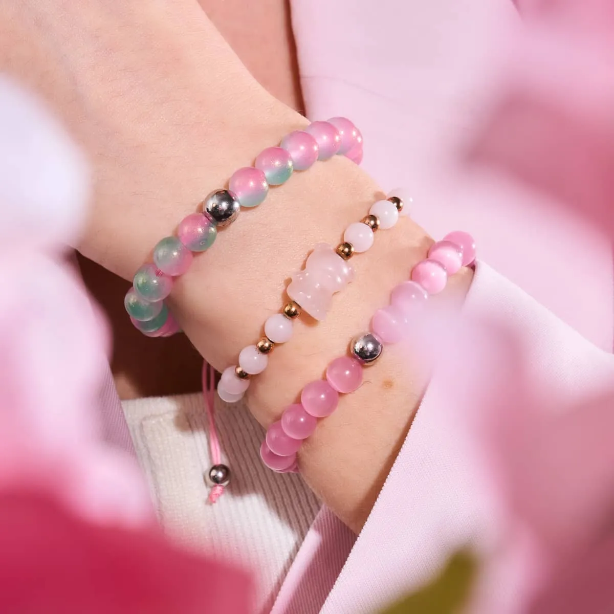 Sliced Melon | Shimmer Glass | Macrame Bracelet