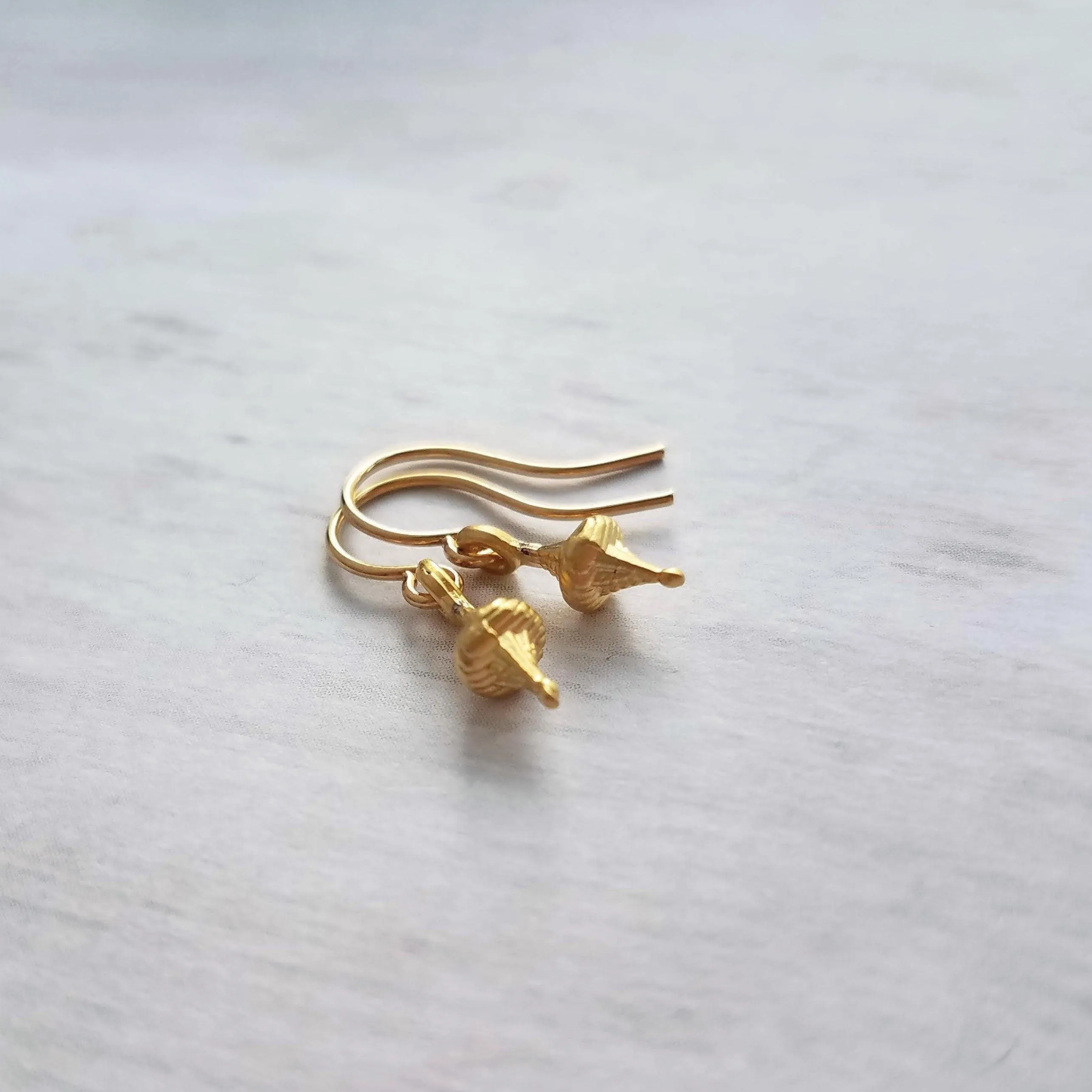 Small Gold Earrings, tiny gold earring, matte gold, little top earring, small simple ear hooks, delicate earring, 14K solid gold hook option