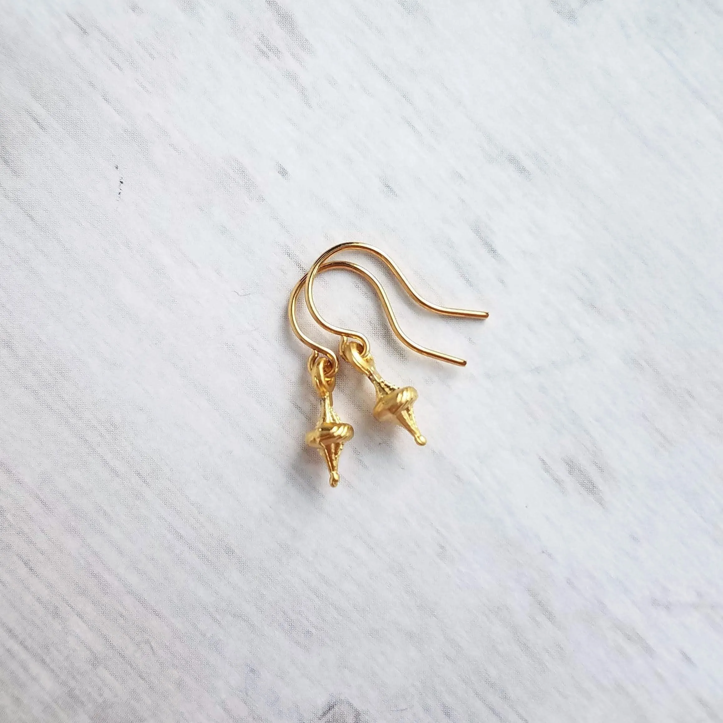 Small Gold Earrings, tiny gold earring, matte gold, little top earring, small simple ear hooks, delicate earring, 14K solid gold hook option