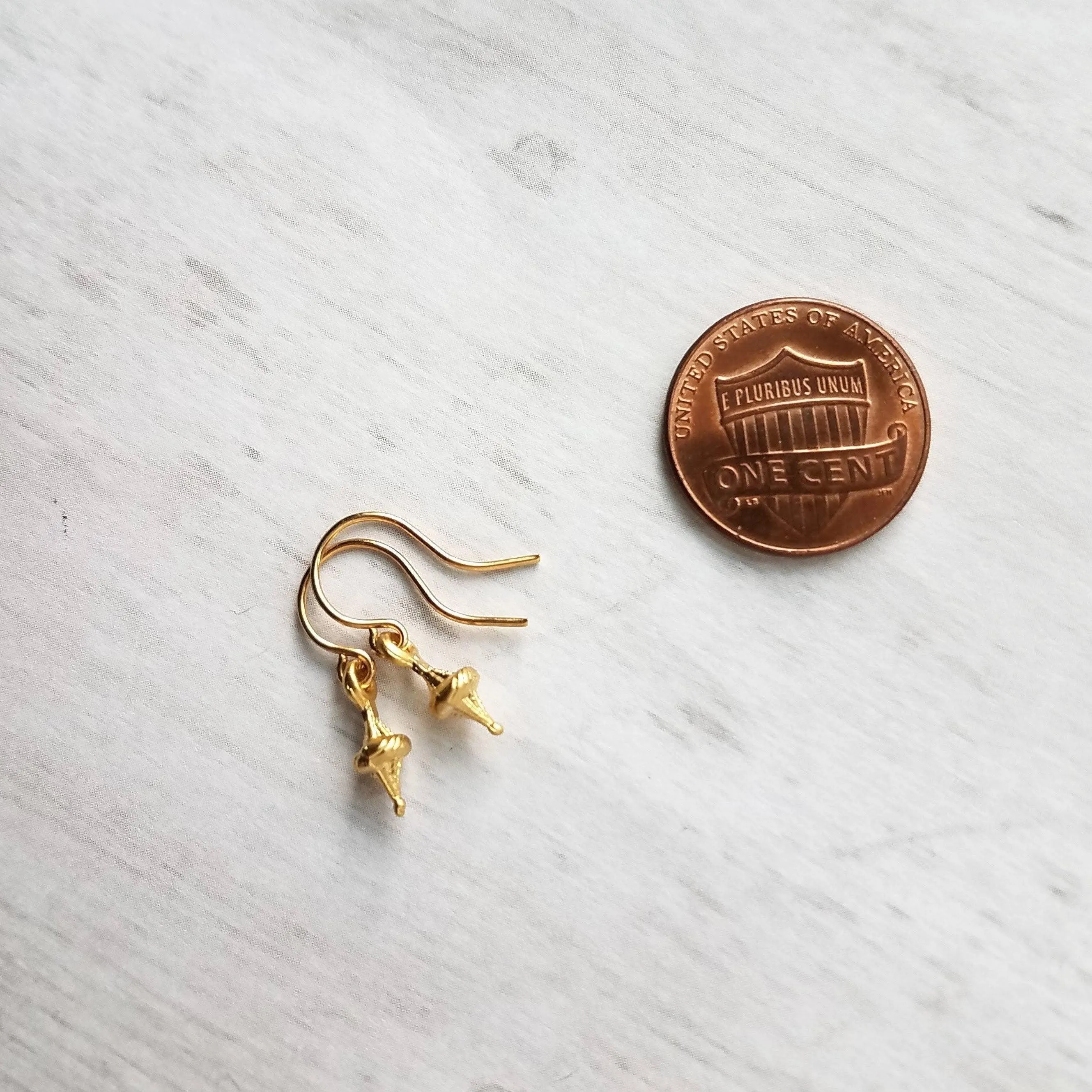 Small Gold Earrings, tiny gold earring, matte gold, little top earring, small simple ear hooks, delicate earring, 14K solid gold hook option