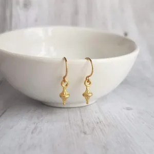 Small Gold Earrings, tiny gold earring, matte gold, little top earring, small simple ear hooks, delicate earring, 14K solid gold hook option