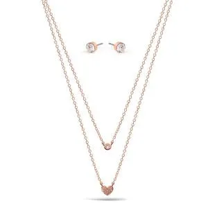 SMALL HEART PENDANT CRYSTAL  NECKLACE AND EARRINGS SET #SWY-18095 (ND12)
