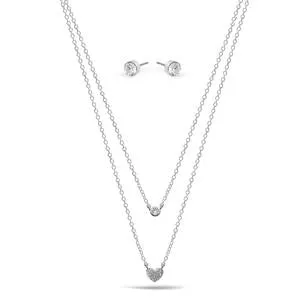 SMALL HEART PENDANT CRYSTAL  NECKLACE AND EARRINGS SET #SWY-18095 (ND12)
