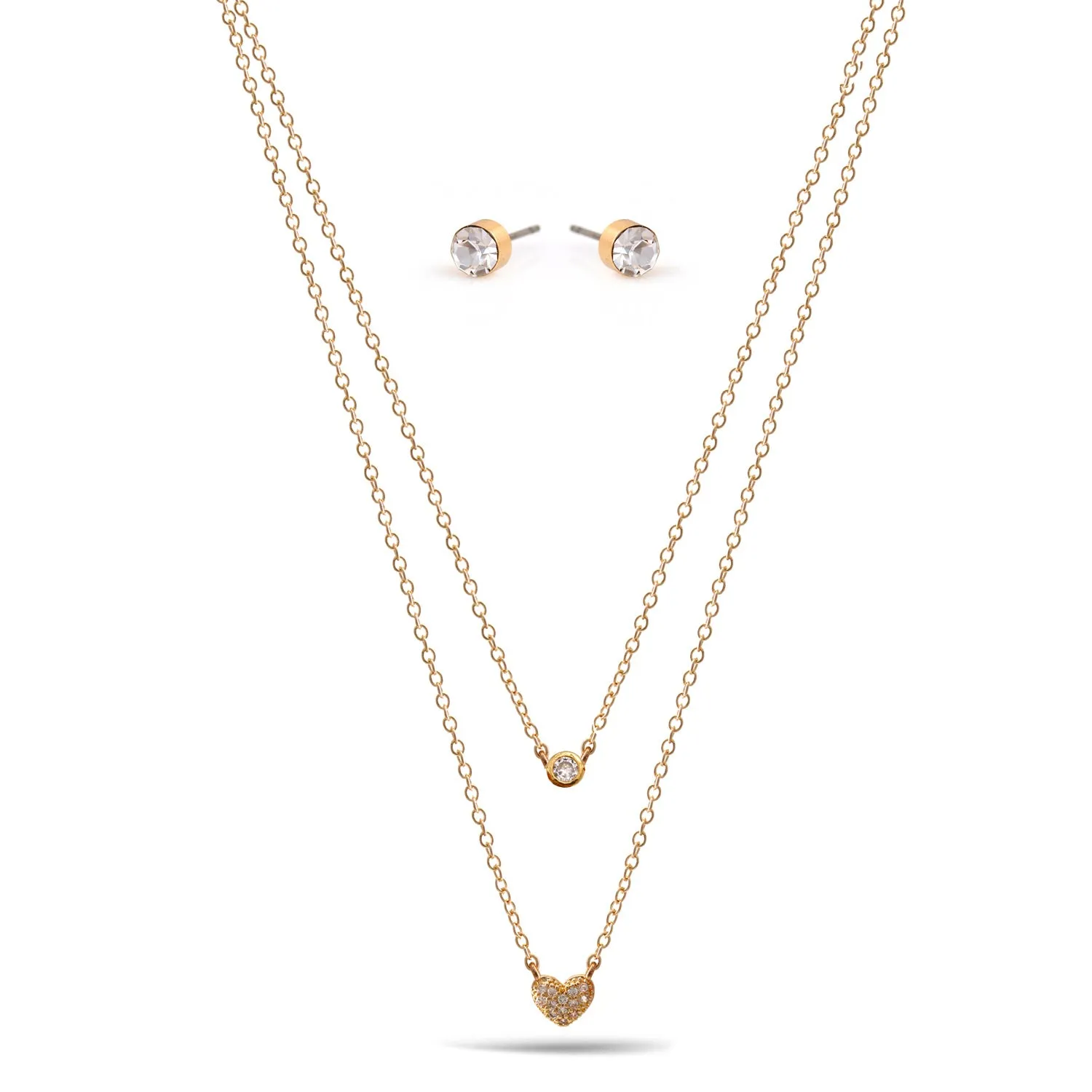 SMALL HEART PENDANT CRYSTAL  NECKLACE AND EARRINGS SET #SWY-18095 (ND12)