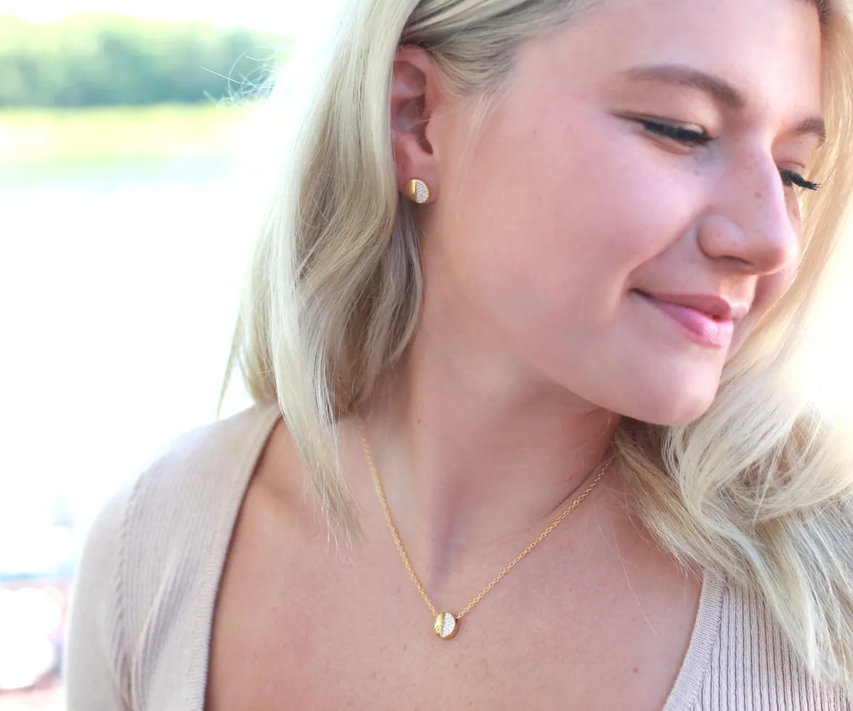 Small Round Pavé Crystal Necklace