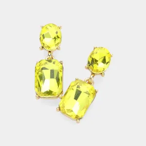Small Square Yellow Stone Dangle Pageant Earrings | Interview Earrings |  627098