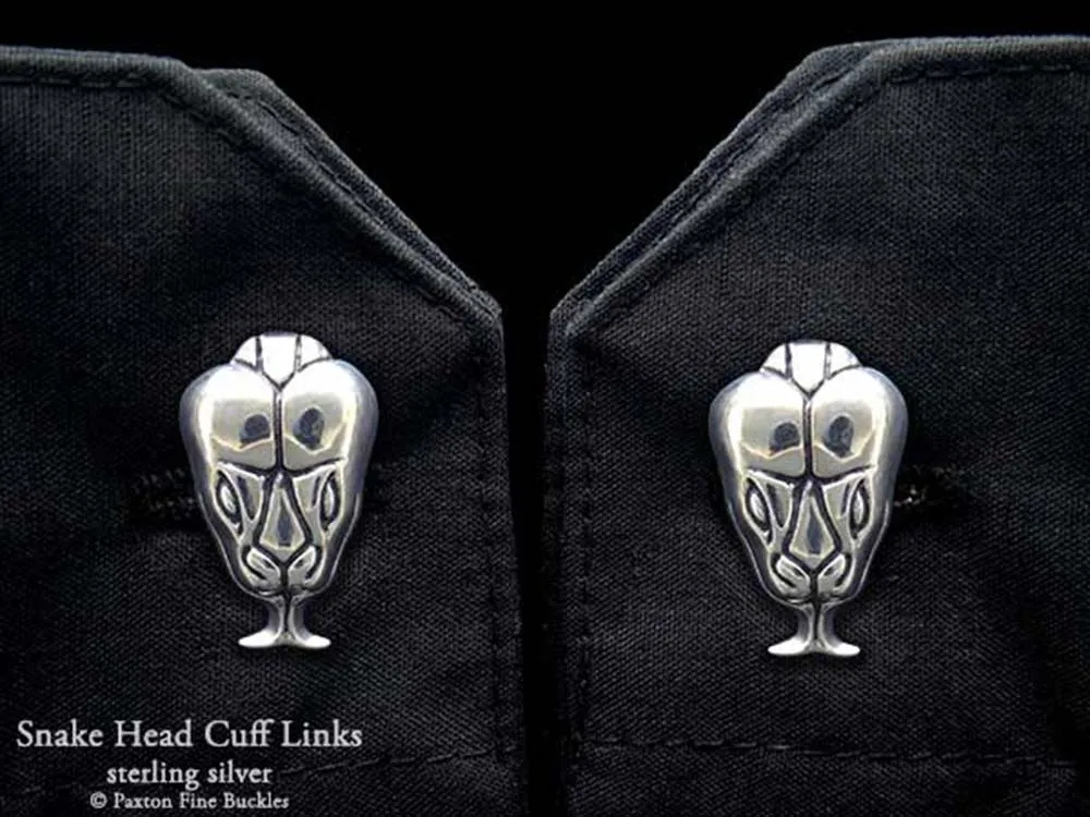Snake Head Cuff Links Sterling Silver