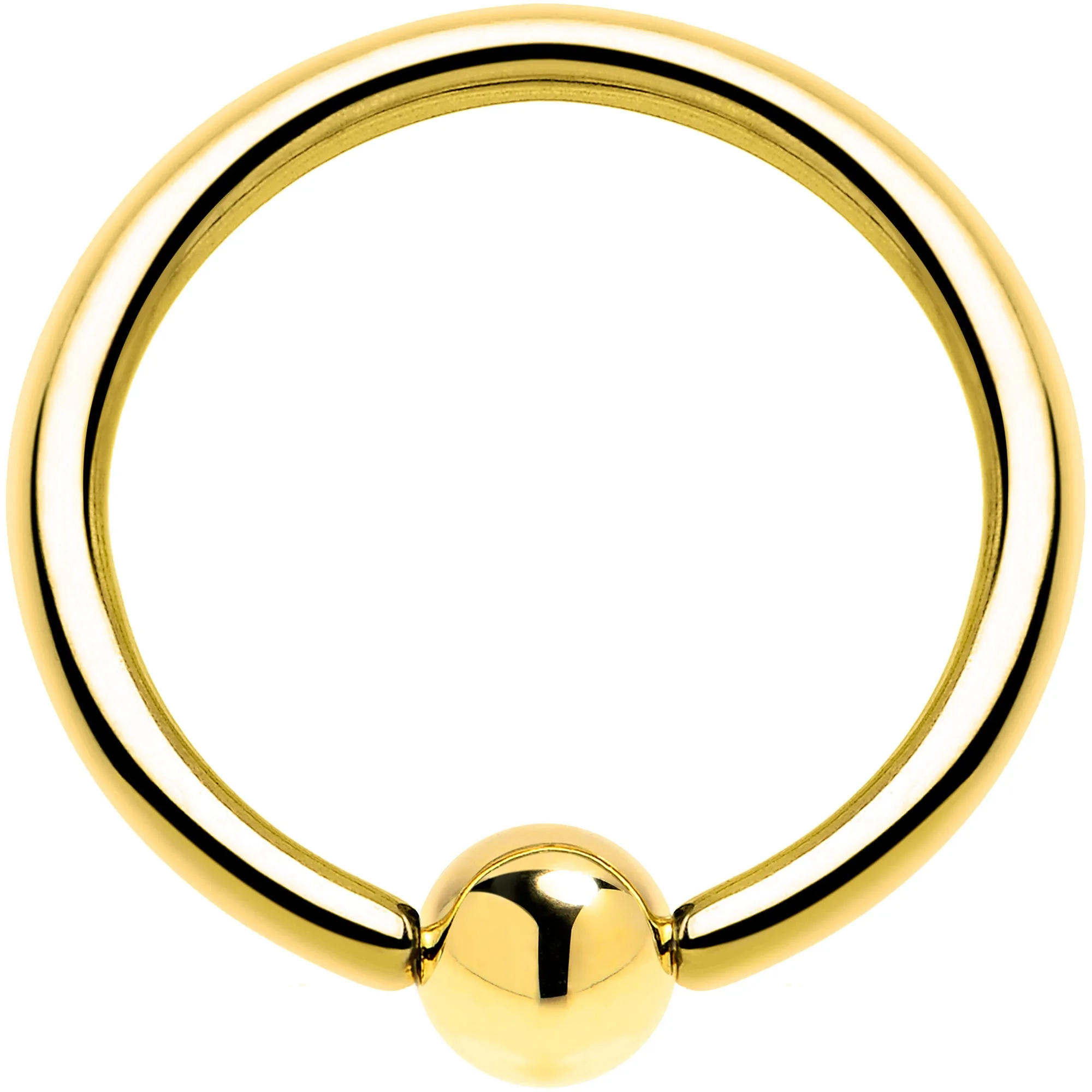 Solid 14KT Yellow Gold 16 Gauge 3/8 Ball Captive Ring 3mm Ball