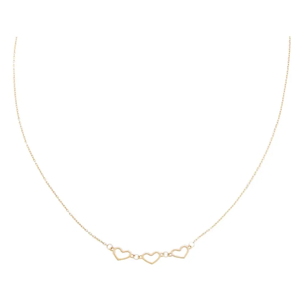 Solid Mini Open Hearts Choker Necklace 14K