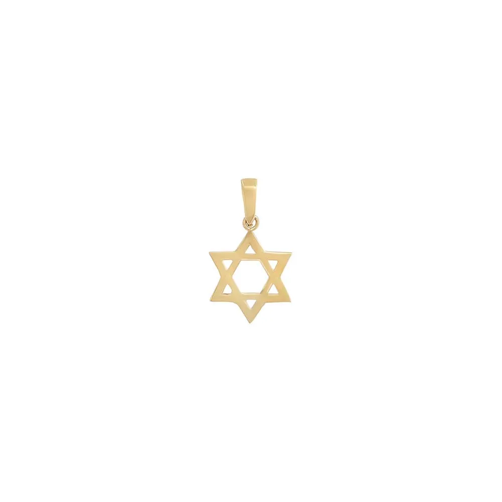 Solid Star Of David Necklace Charm 14K
