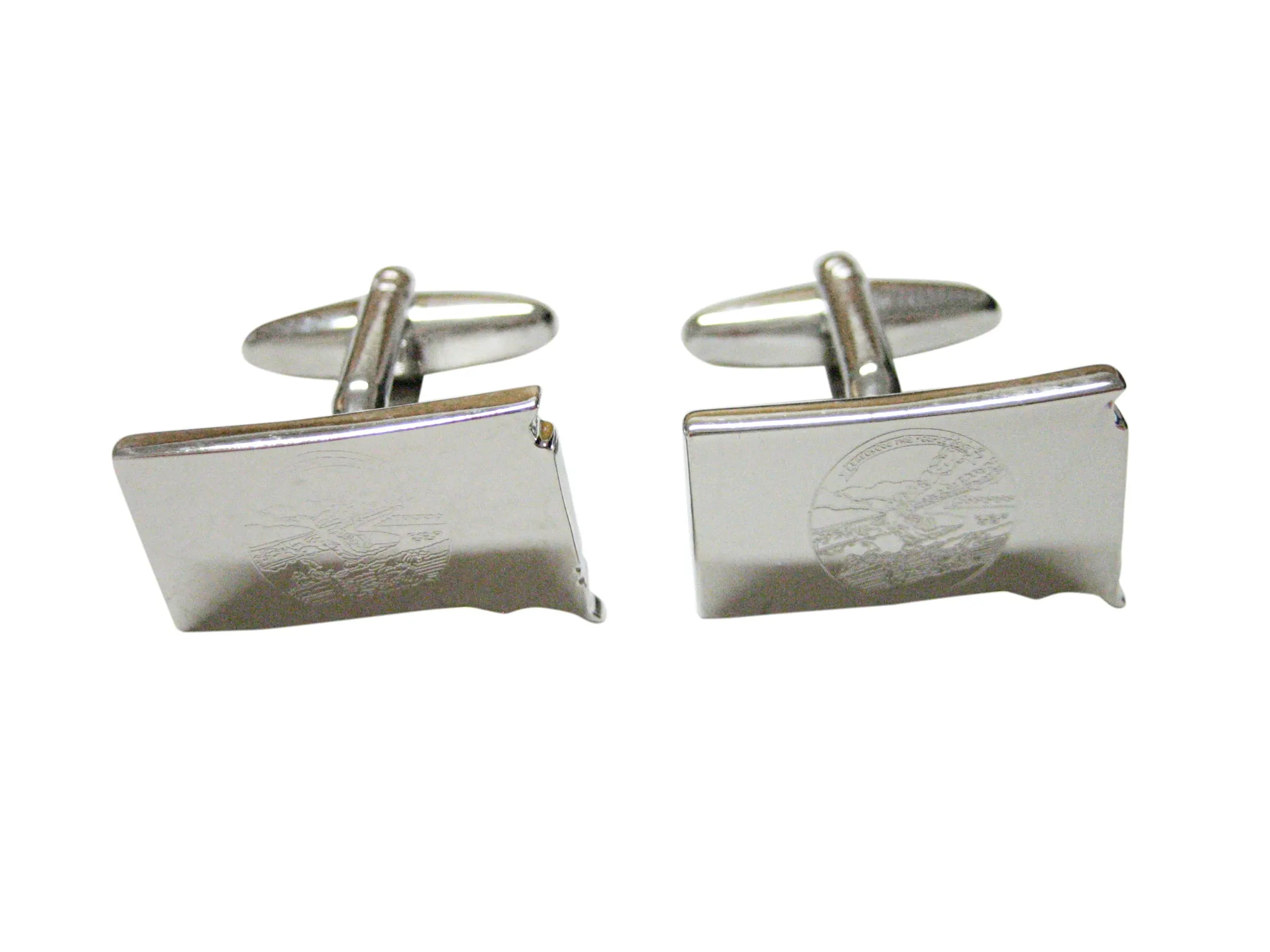 South Dakota Map Shape and Flag Design Cufflinks