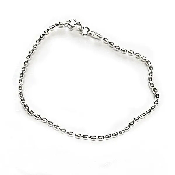Southern Gates Sterling Silver 1.8mm Rice Bead Bracelet KAR512, 7" (93484)