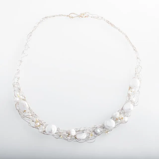 Spun Necklace with Large Freshwater Pearls