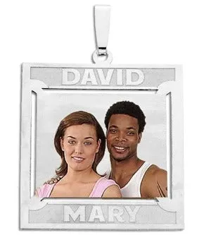 Square Shaped Pendant w/ 2 Names Jewelry