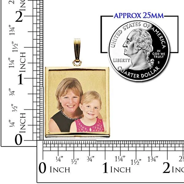 Square w/ Bezel Frame Photo Pendant Jewelry