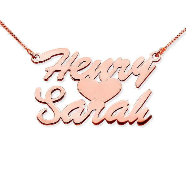 Stacked Script Name Necklace with Heart & Chain Included Jewelry