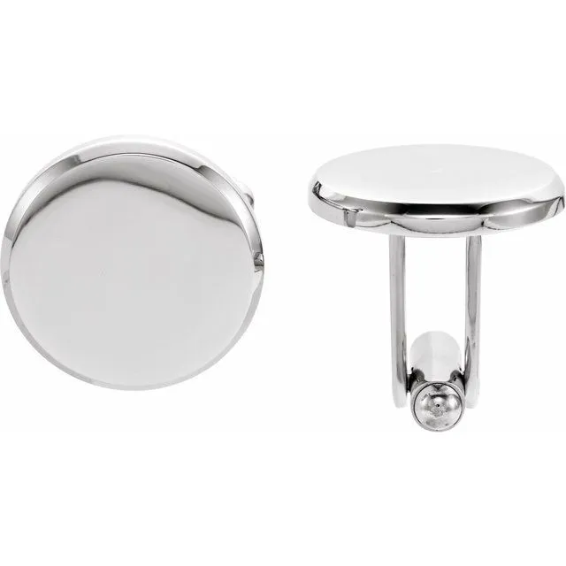 Stainless Steel 18.5 mm Engravable Round Cuff Links