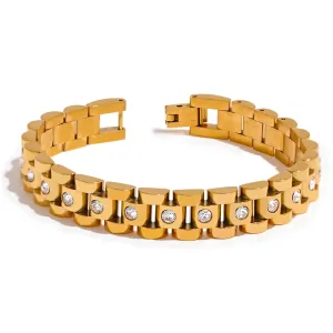 Stainless Steel Gold Plated Thick Cuban Chain Bracelet