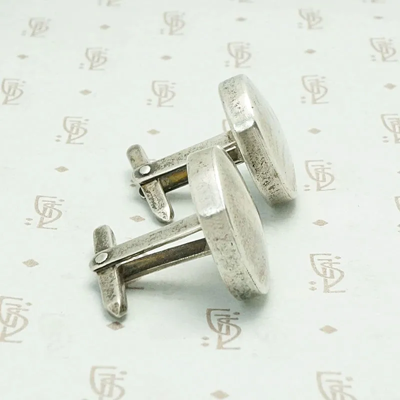 Sterling Disc Signed Taxco Cufflinks