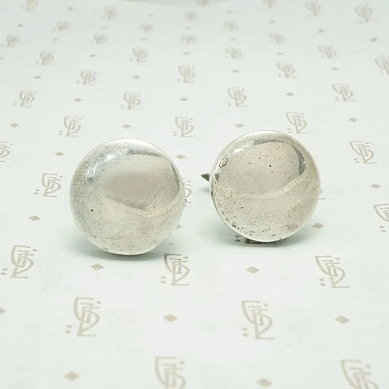 Sterling Disc Signed Taxco Cufflinks