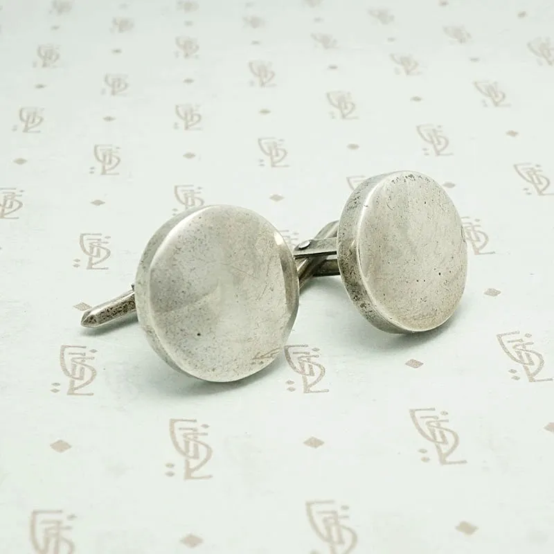 Sterling Disc Signed Taxco Cufflinks