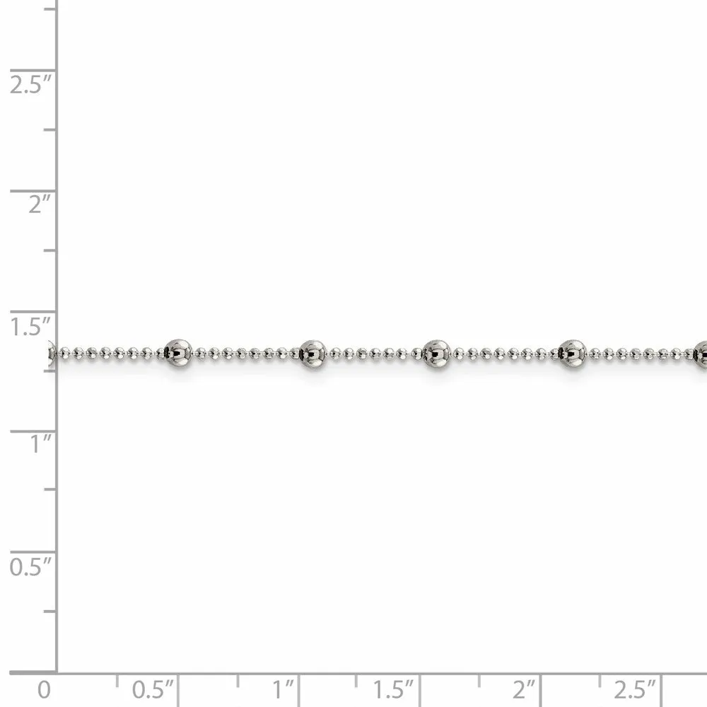 Sterling Silver 1.15mm Diamond-cut Fancy Beaded Chain