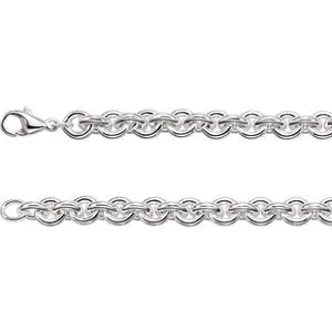 Sterling Silver 9 mm Solid Round Cable 8" Bracelet