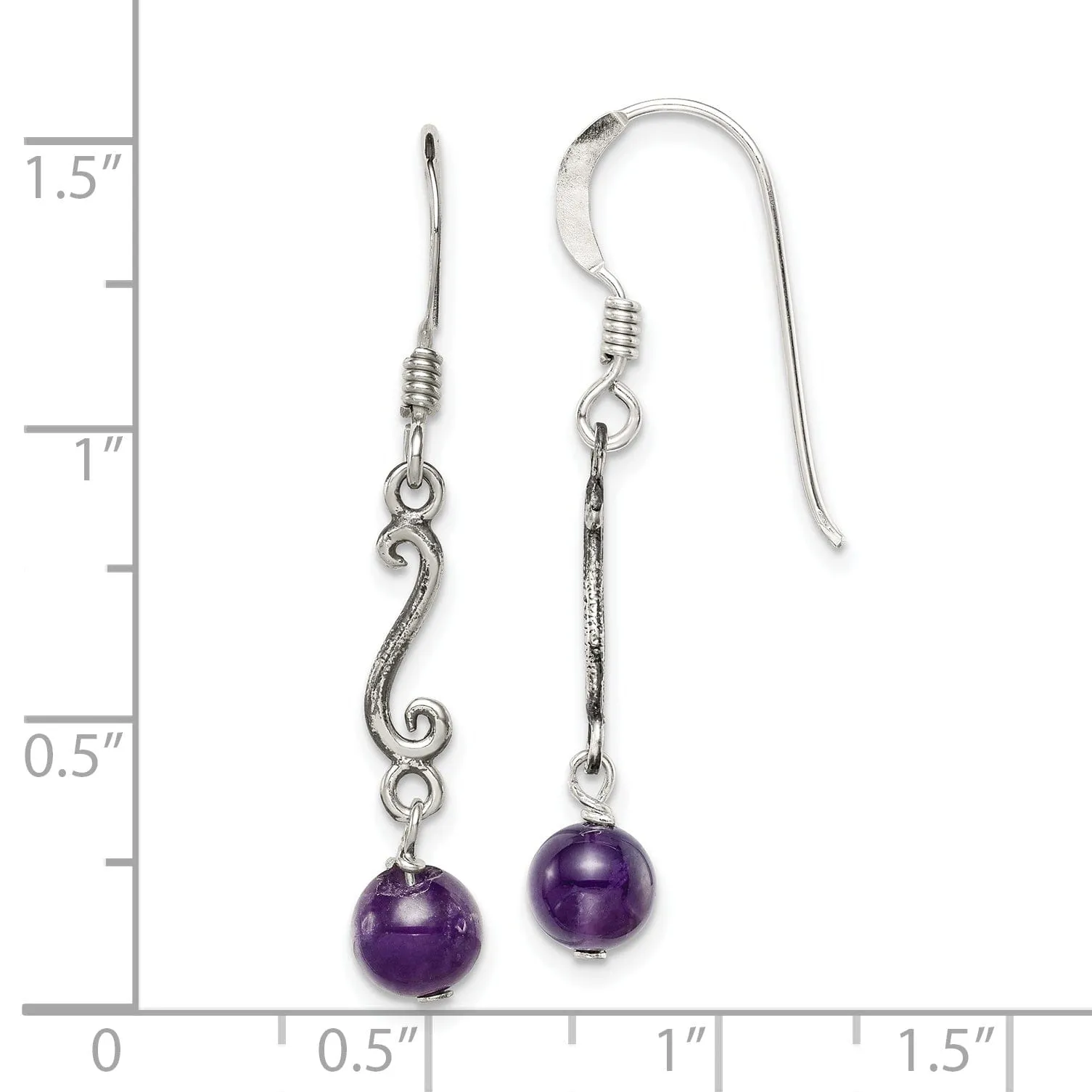 Sterling Silver Amethyst Dangle Earrings