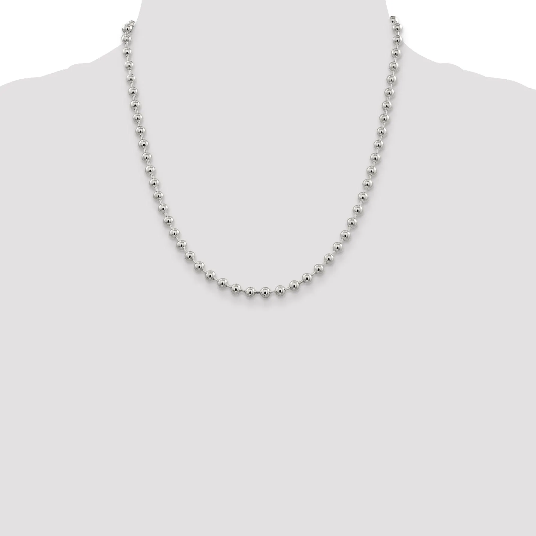 Sterling Silver Beaded Bead Chain 5MM