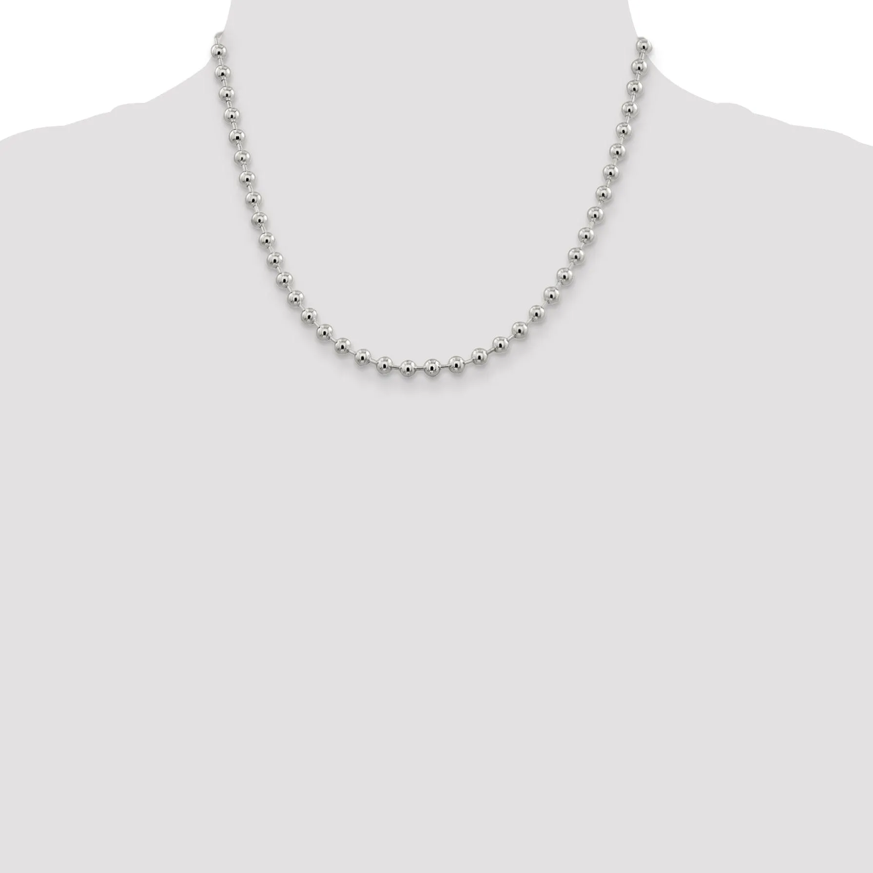 Sterling Silver Beaded Bead Chain 5MM