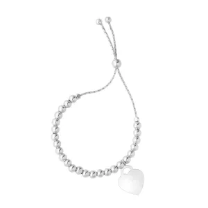 Sterling Silver Heart Adjustable Bolo Bracelet