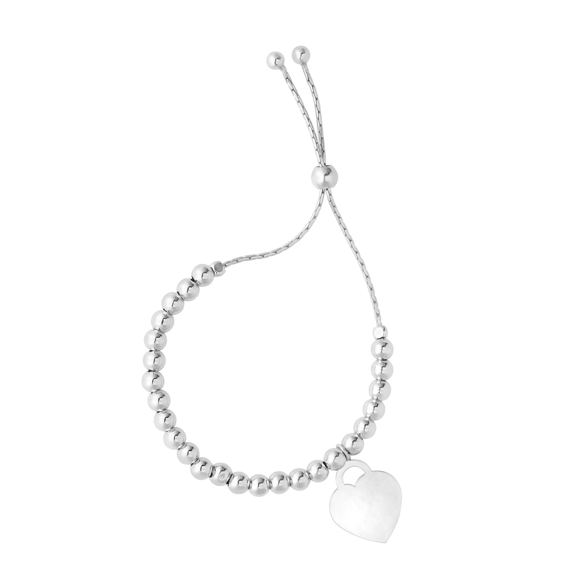 Sterling Silver Heart Adjustable Bolo Bracelet