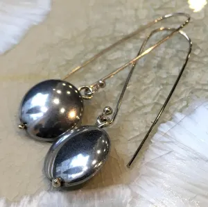 Sterling Silver Hematite Dangle Earrings - Dark.