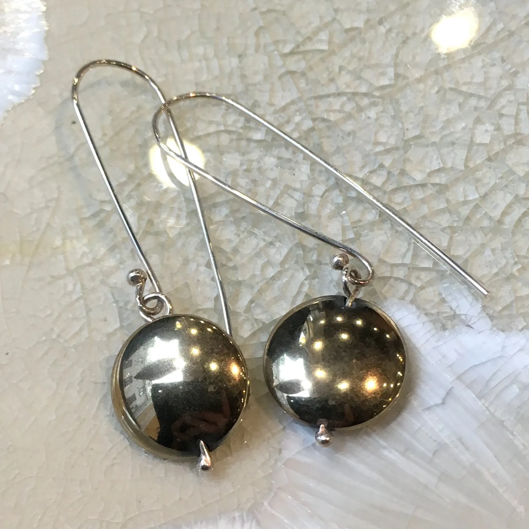 Sterling Silver Hematite Dangle Earrings - Dark.