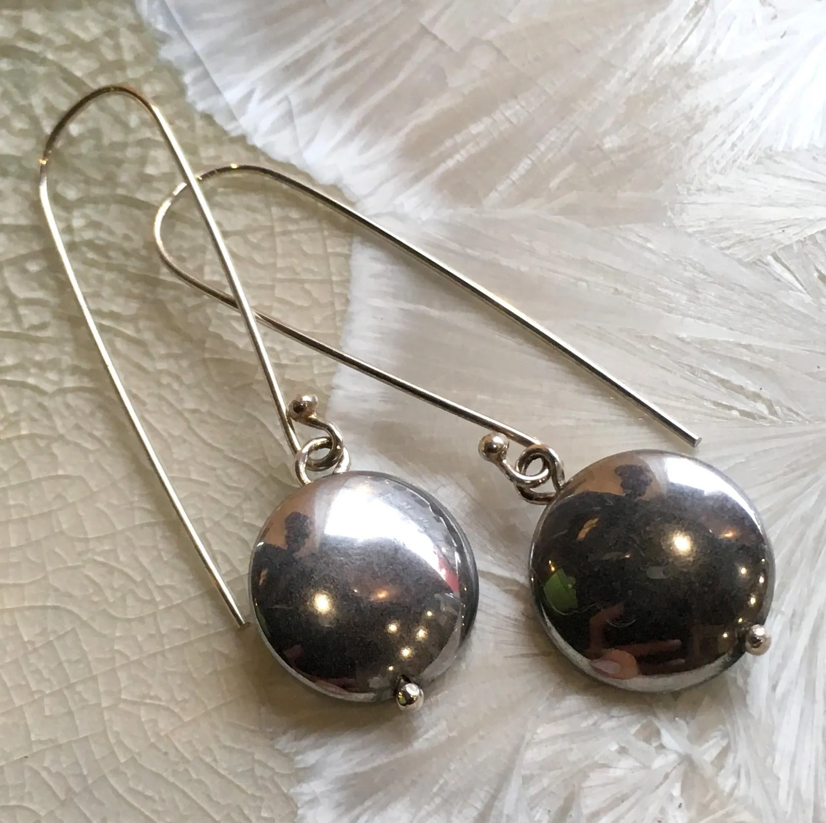 Sterling Silver Hematite Dangle Earrings - Dark.