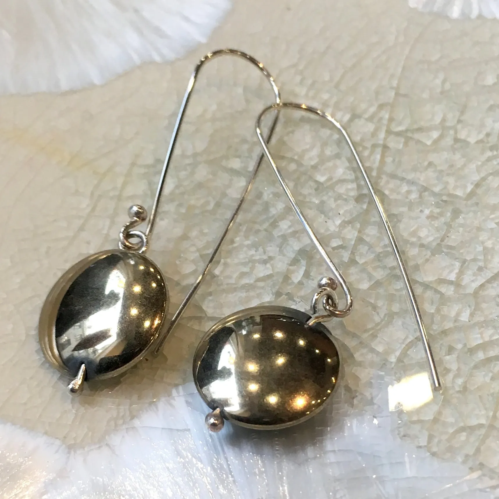Sterling Silver Hematite Dangle Earrings - Dark.