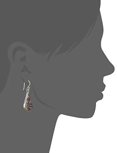 Sterling Silver Multi Pressed Flower Teardrop Earrings