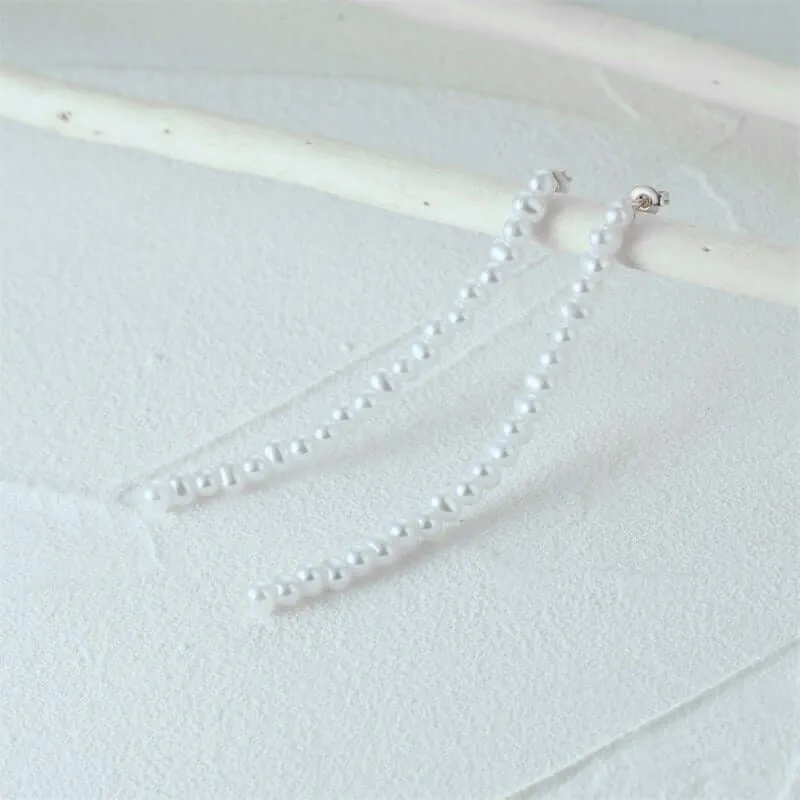 Sterling Silver Pearl Strand Drop Earrings for Women