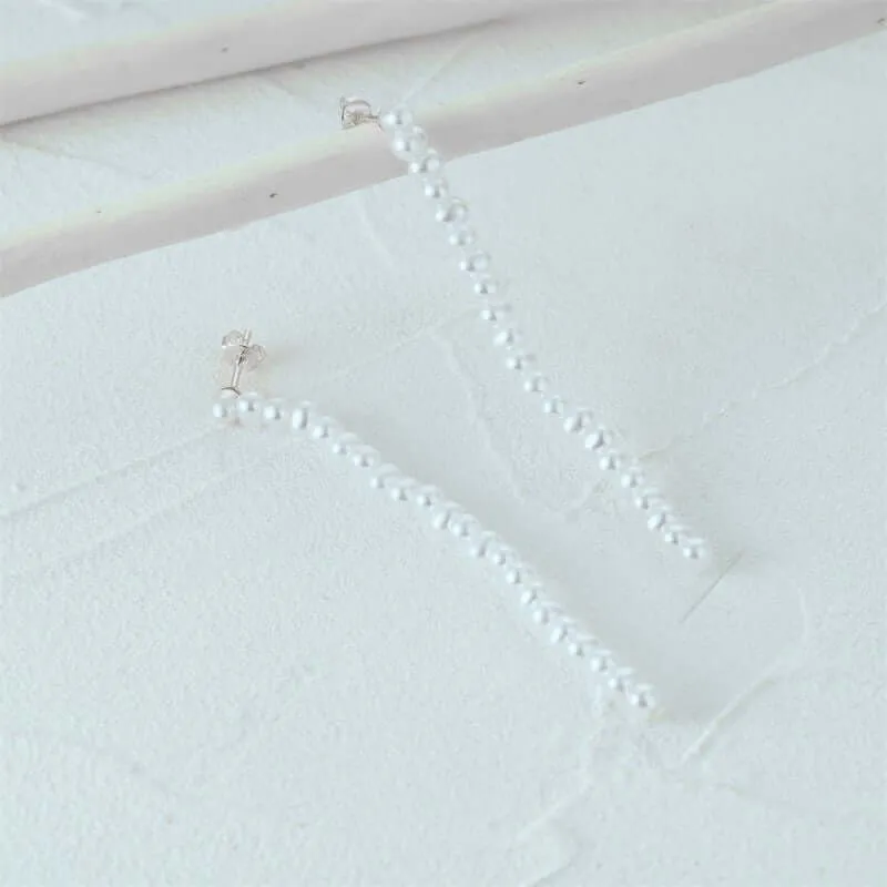Sterling Silver Pearl Strand Drop Earrings for Women