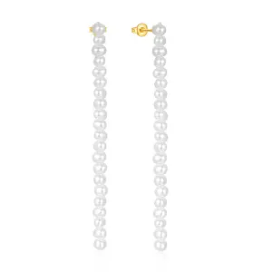 Sterling Silver Pearl Strand Drop Earrings for Women